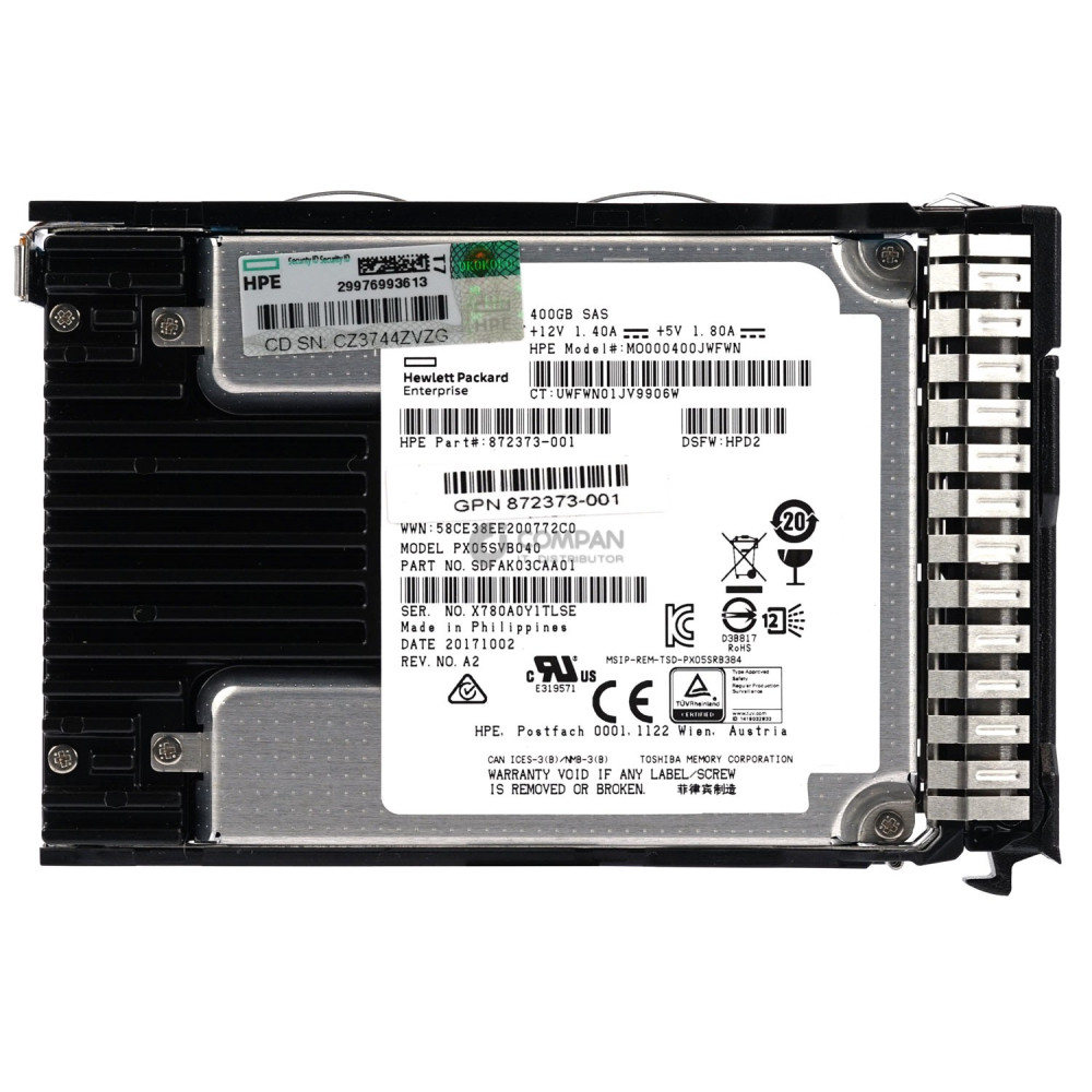 872505-001 HP SDD 400GB SAS 12G 2.5" SFF DS